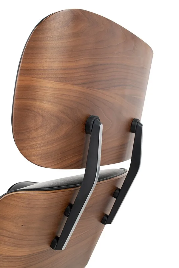 Fotel z podnóżkiem LOUNGE HM XL - czarny/orzech