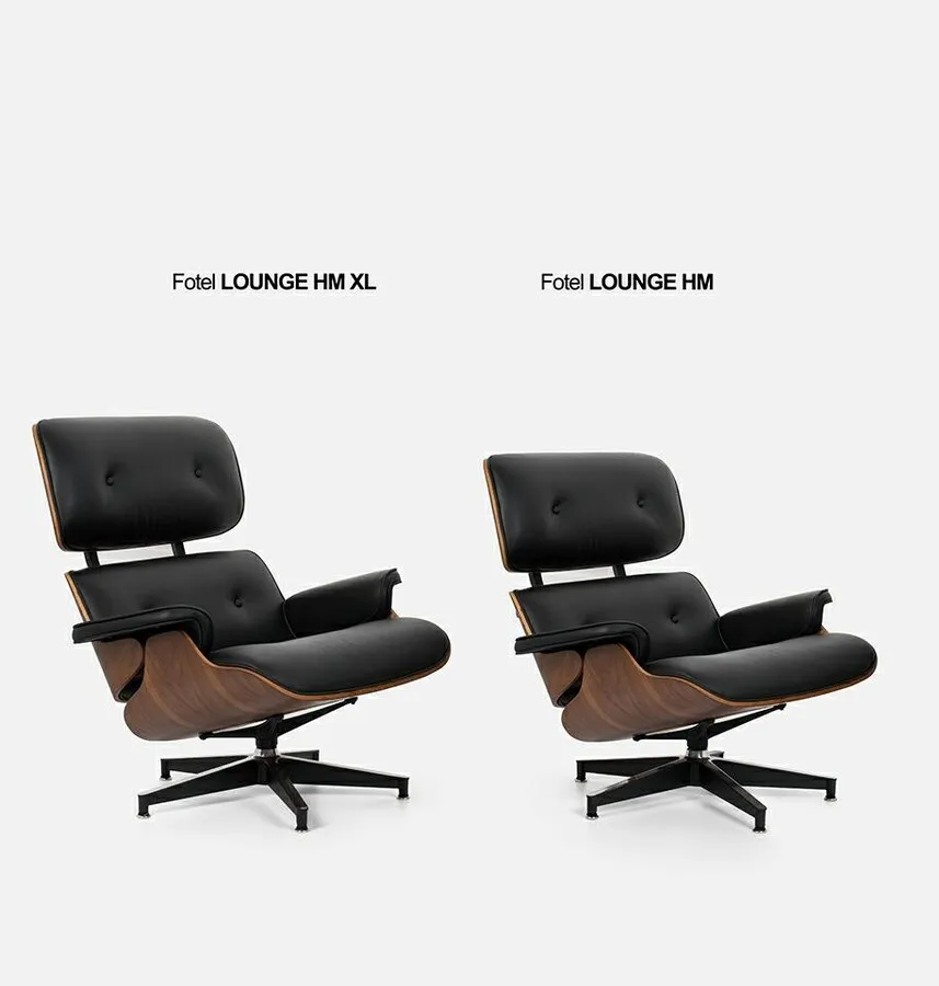 Fotel z podnóżkiem LOUNGE HM XL - czarny/orzech