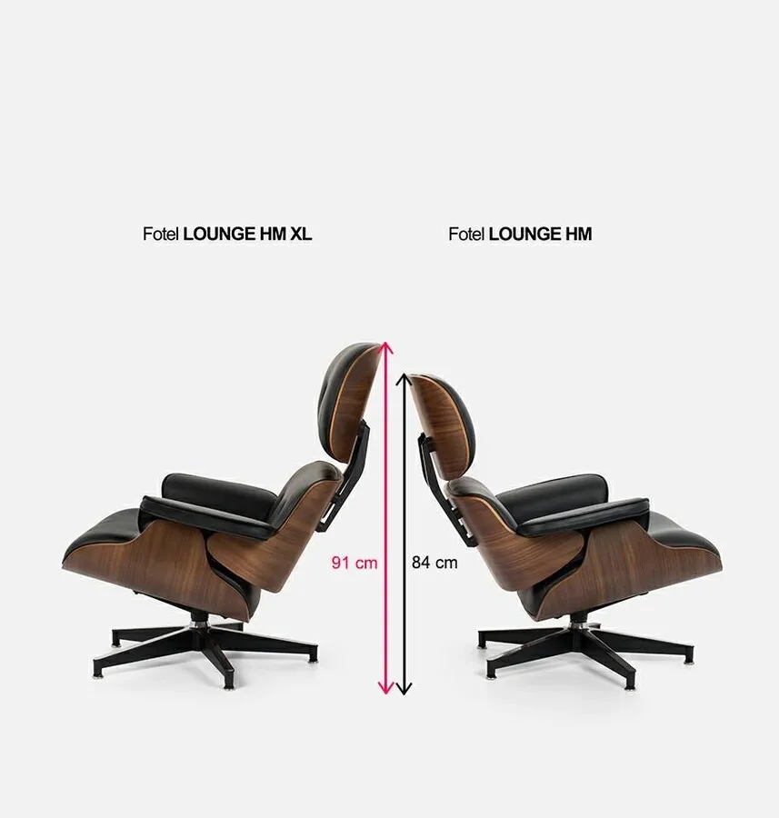 Fotel z podnóżkiem LOUNGE HM XL - czarny/orzech