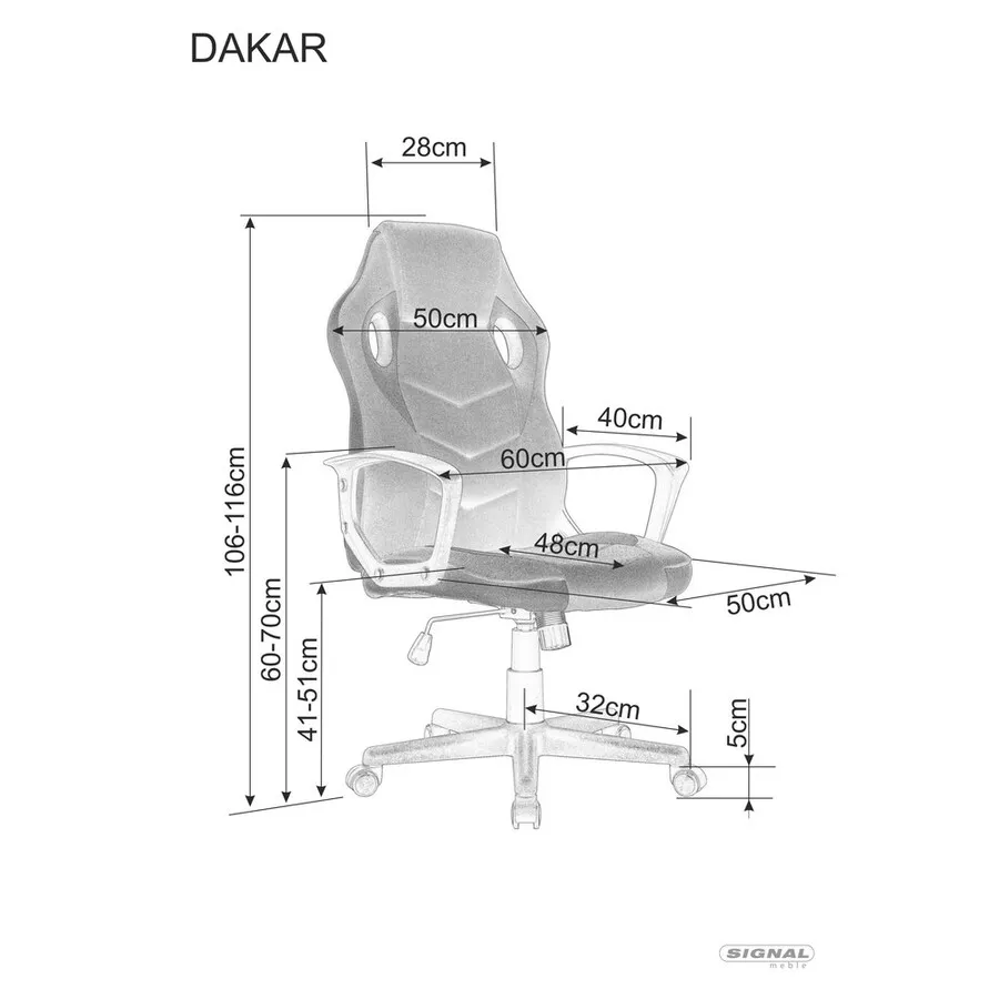 Fotel obrotowy DAKAR - czarny/czerwony