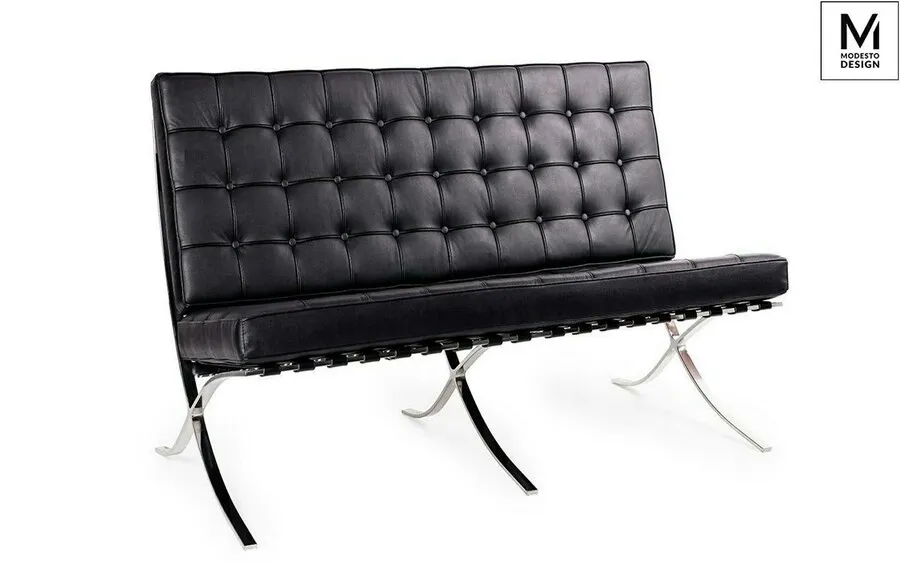 Sofa 2-osobowa BARCELON ekoskóra - czarny