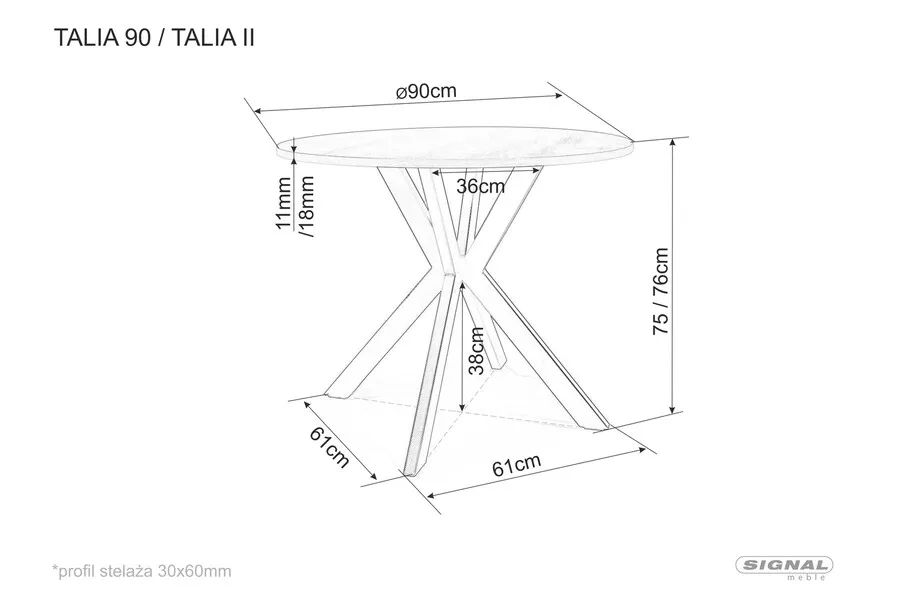Stół okrągły TALIA II 90 - orzech/czarny