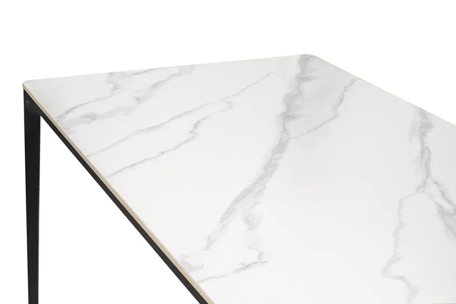 Stół SLIM 180x90 - biały marmur/czarny