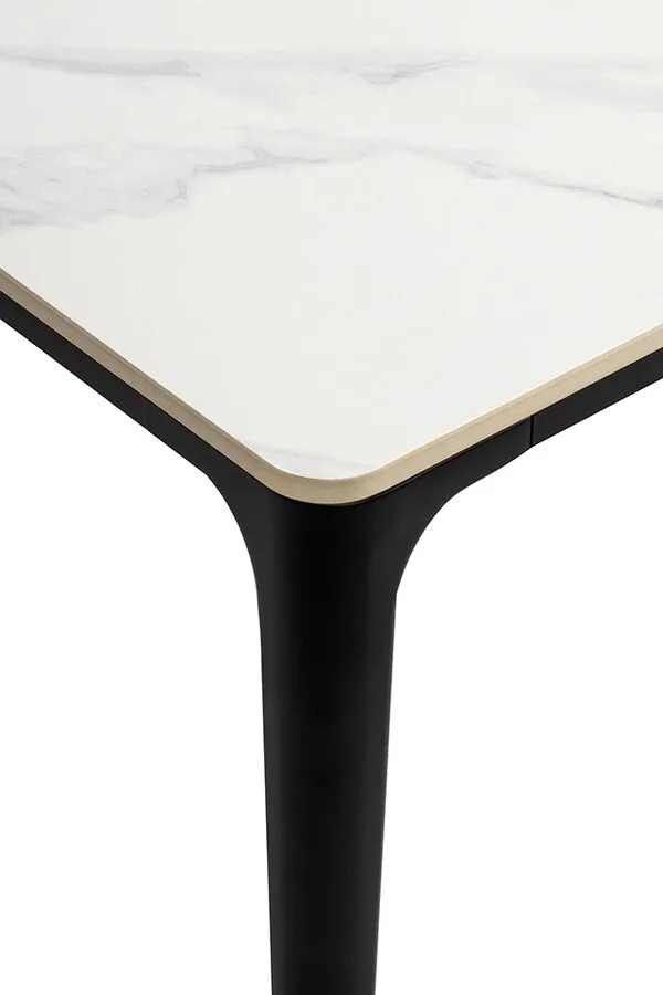 Stół SLIM 180x90 - biały marmur/czarny