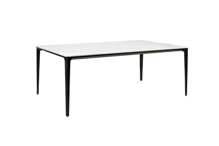 Stół SLIM 180x90 - biały marmur/czarny