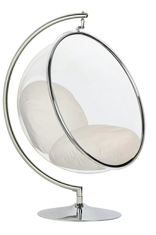 Fotel BUBBLE STAND VELVET - beżowy/srebrny