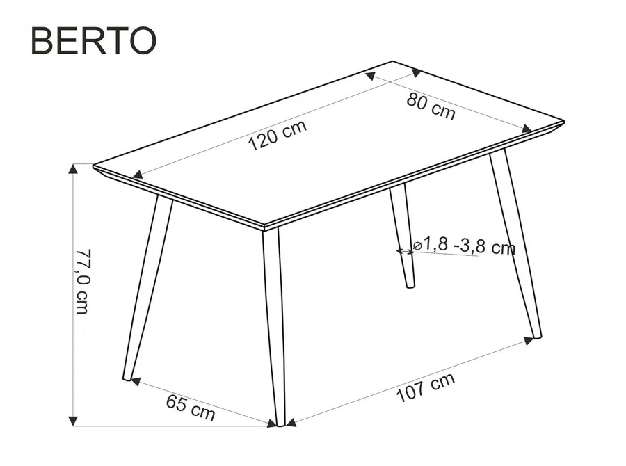 Stół BERTO 120x80 - naturalny/czarny