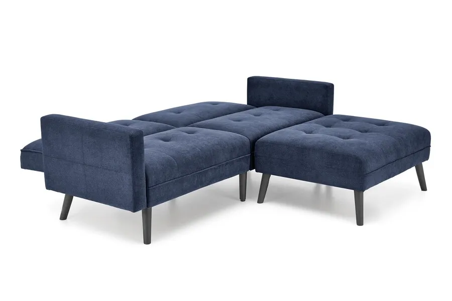 Sofa rozkładana z podnóżkiem CORNELIUS - niebieski