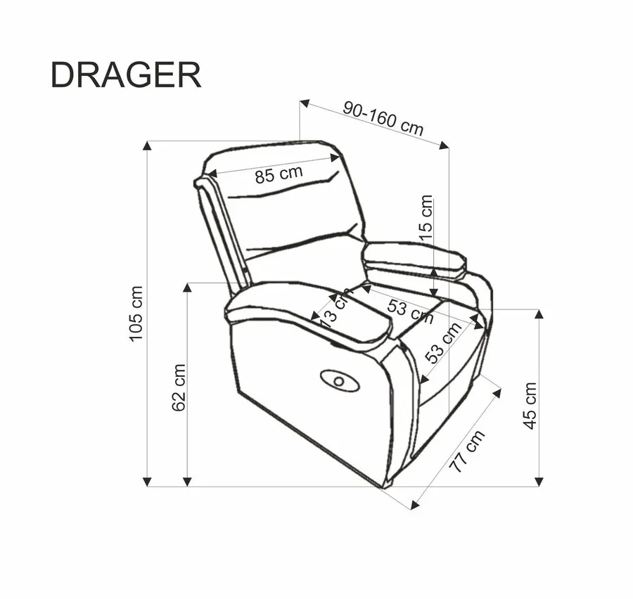 Fotel z funkcją relaks DRAGER - beżowy
