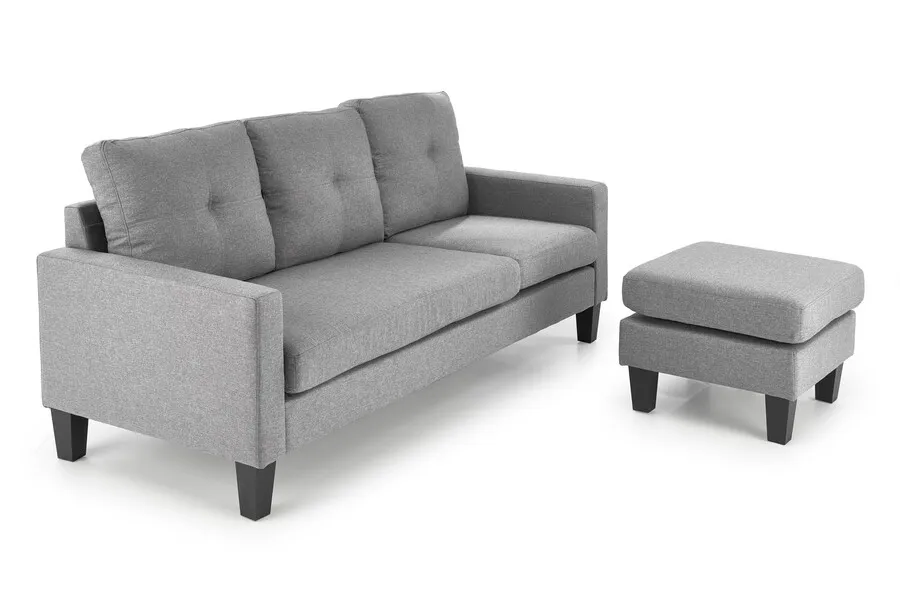 Sofa z podnóżkiem GERSON - popielaty