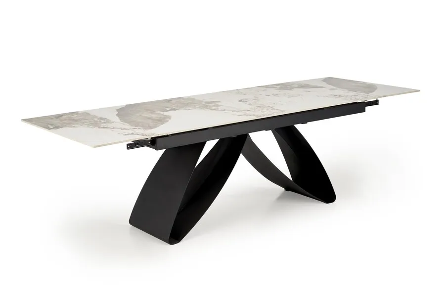 Stół rozkładany HILARIO 180-260x90 - biały marmur/czarny
