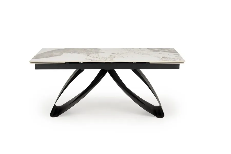 Stół rozkładany HILARIO 180-260x90 - biały marmur/czarny
