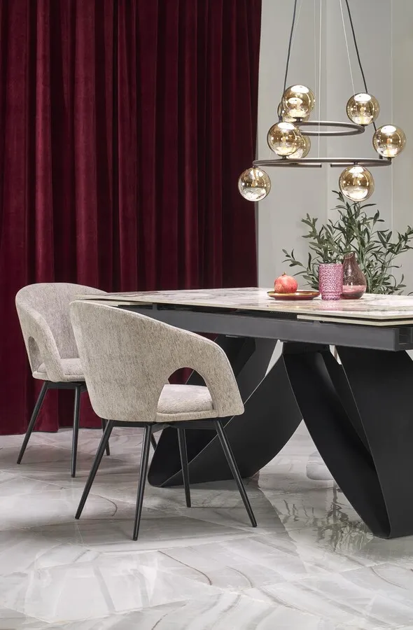 Stół rozkładany HILARIO 180-260x90 - biały marmur/czarny