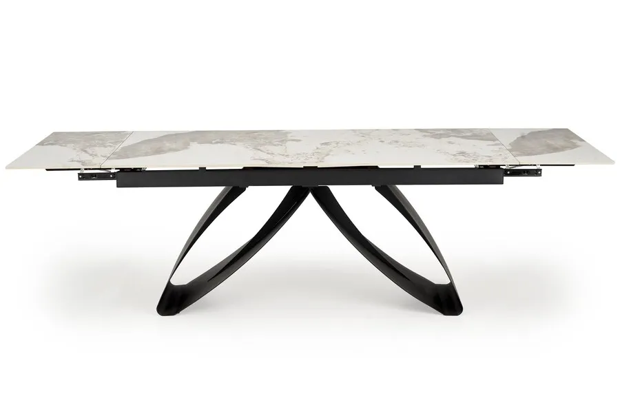 Stół rozkładany HILARIO 180-260x90 - biały marmur/czarny
