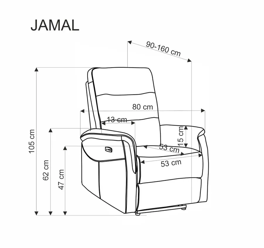 Fotel rozkładany elektrycznie JAMAL - oliwkowy