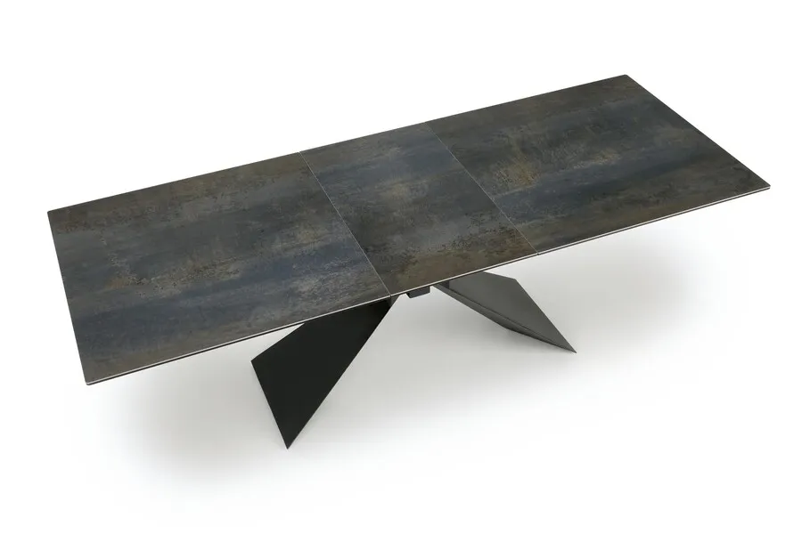 Stół rozkładany LUCIANO 180-230x90 - niebieski marmur/czarny