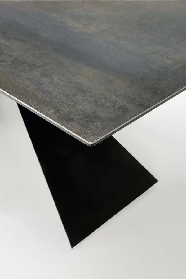Stół rozkładany LUCIANO 180-230x90 - niebieski marmur/czarny