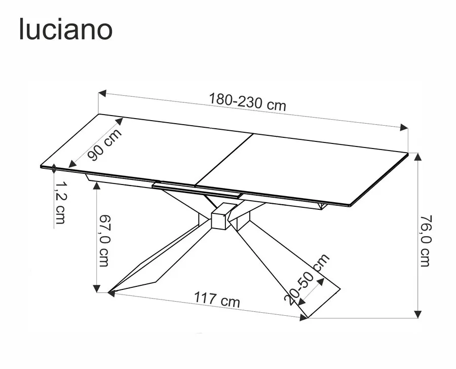 Stół rozkładany LUCIANO 180-230x90 - niebieski marmur/czarny