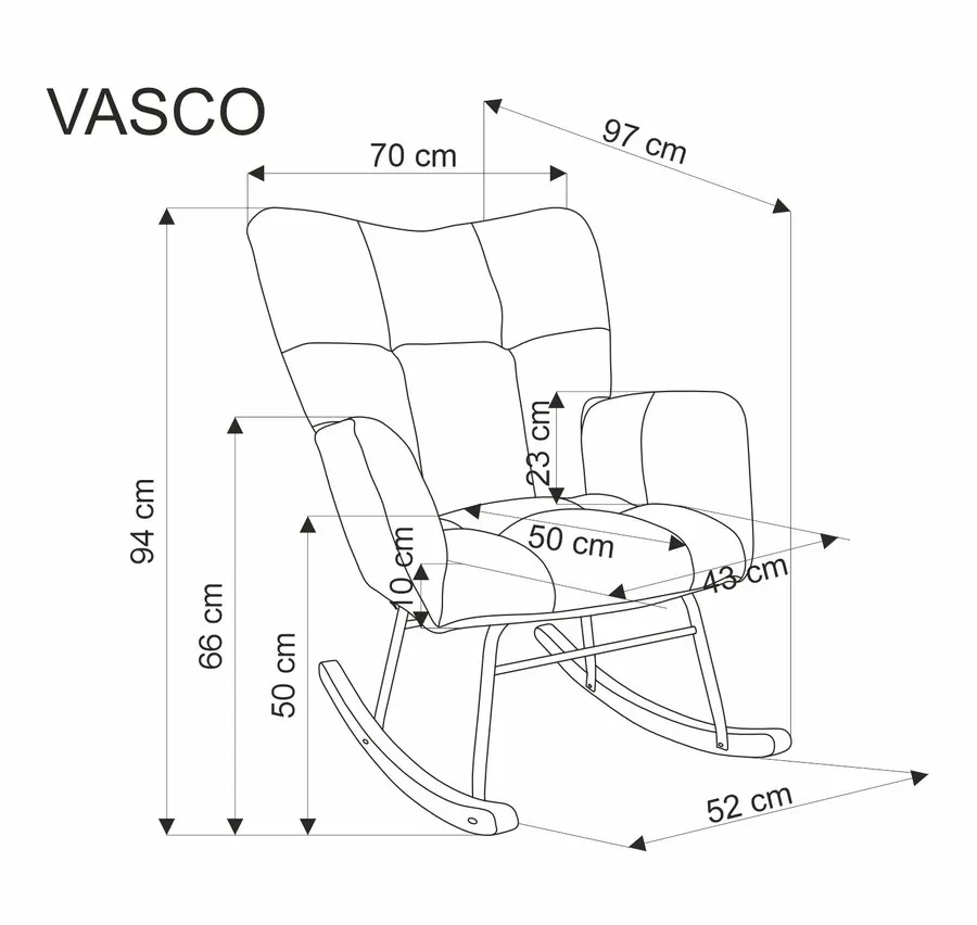 Fotel bujany VASCO - popielaty