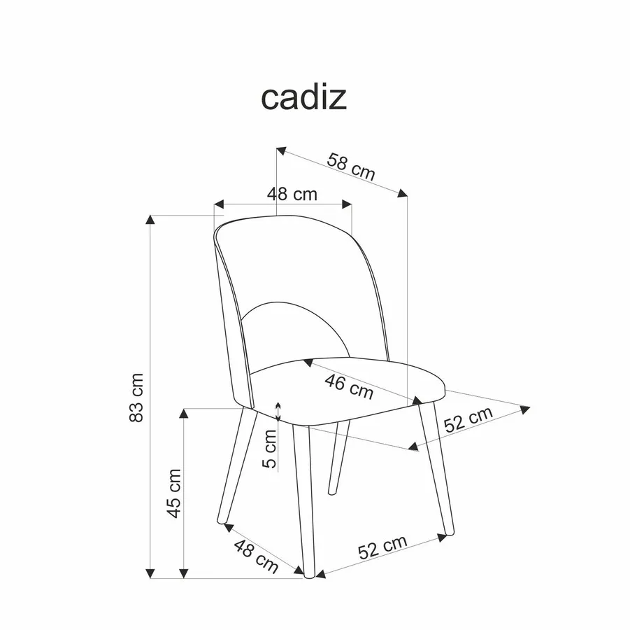 Krzesło CADIZ - popielaty/dąb naturalny