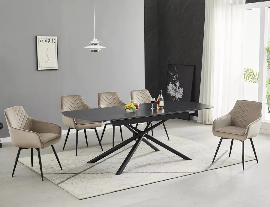 Krzesło welurowe z podłokietnikami FIG Velvet - beżowy Bluvel 28