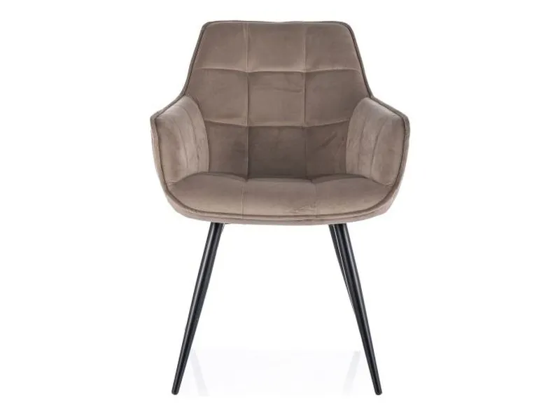 Krzesło welurowe z podłokietnikami LILIA Velvet - ciemny beżowy Bluvel 40