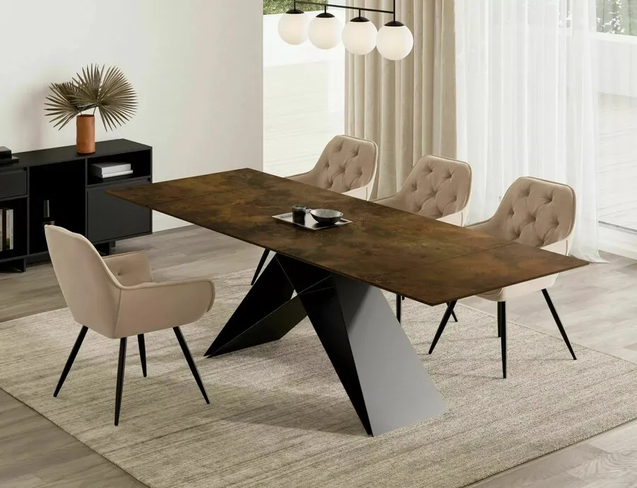 Stół rozkładany WESTIN CERAMIC Ossido Bruno 160/240x90 - brązowy/czarny mat
