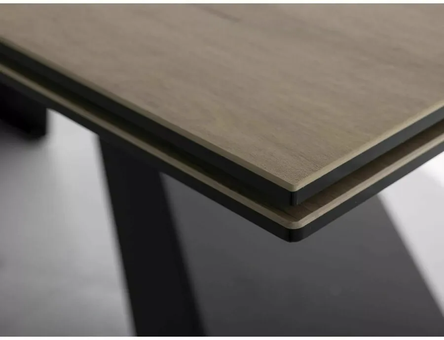 Stół rozkładany WESTIN CERAMIC Sabbia 160/240x90 - jasny brąz/czarny mat