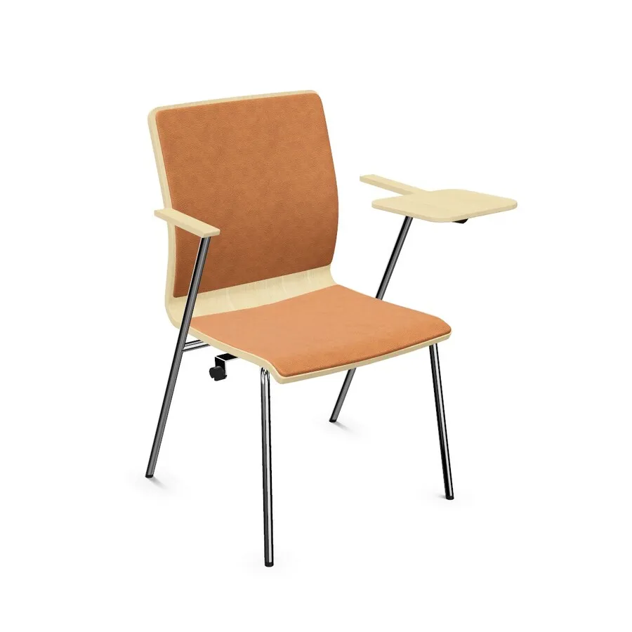 chrom / skóra SD09 / H3349 Kaisersberg Oak Krzesło z pulpitem i tapicerowanymi nakładkami FEN
