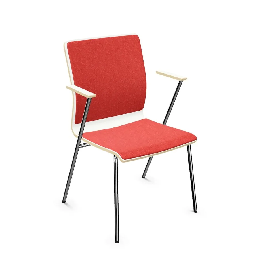 chrom / tkanina LDS84 / W1000 Premium White Krzesło z podłokietnikami i tapicerowanymi nakładkami FEN