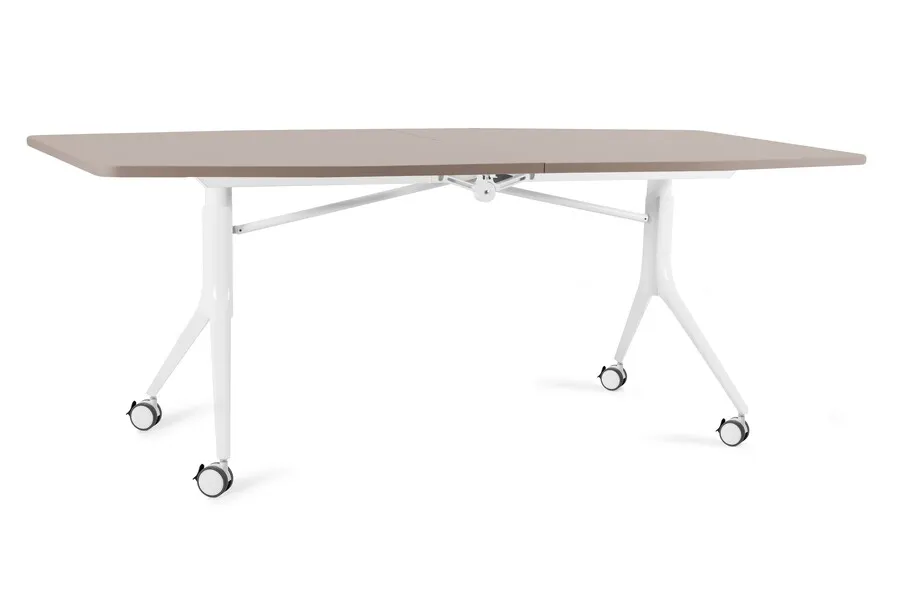 Stół składany na kółkach CARL TABLE 200x100 - beżowy/biały