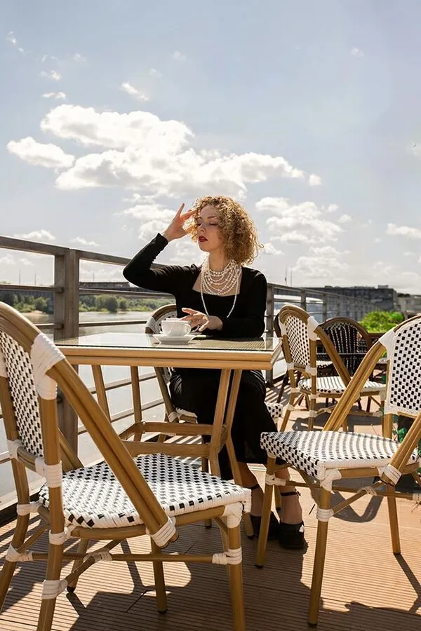 Krzesło CAFE PARIS - biały/naturalny