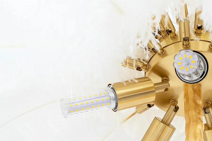 Lampa podłogowa TIFFANY 175 - biały/mosiądz