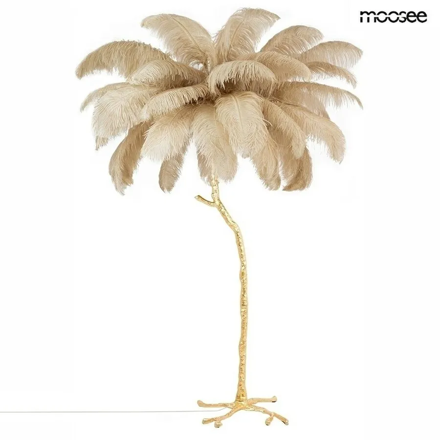 Lampa podłogowa TIFFANY 175 - beżowy/mosiądz