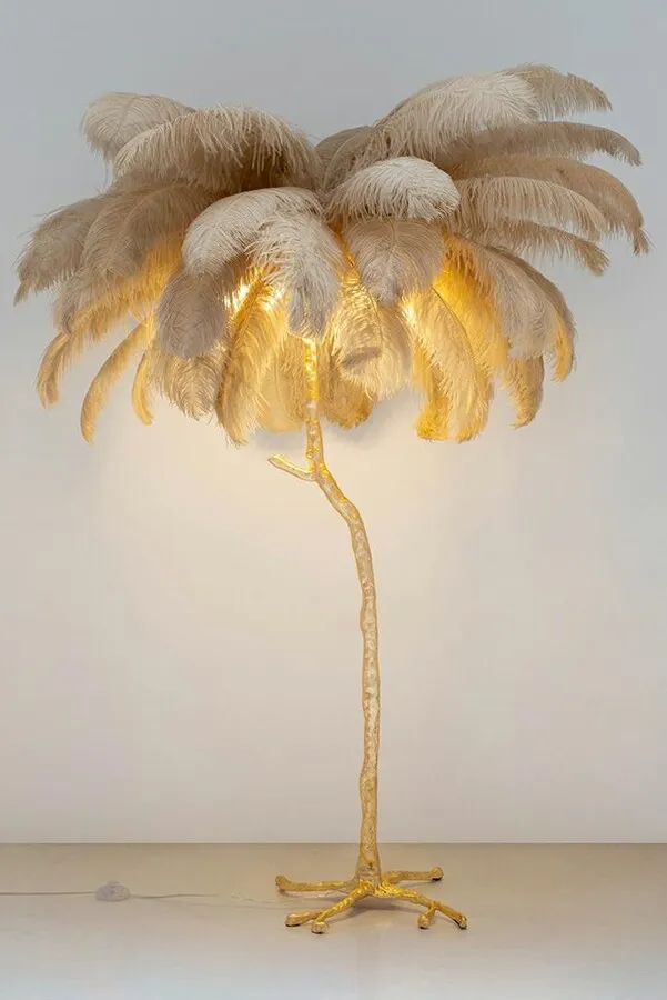 Lampa podłogowa TIFFANY 175 - beżowy/mosiądz
