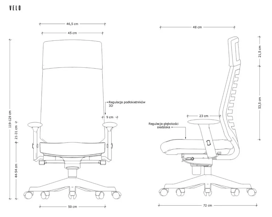 Fotel biurowy VELO - niebieski BL414
