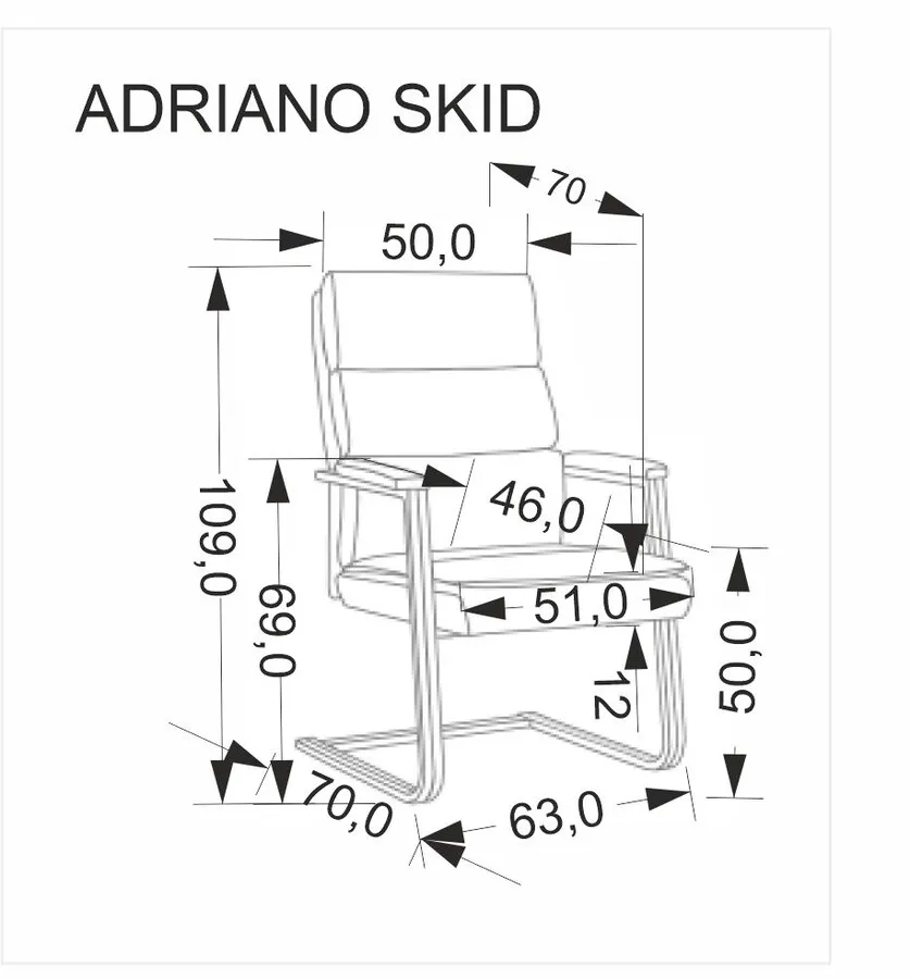 Fotel pracowniczy ADRIANO SKID - czarny