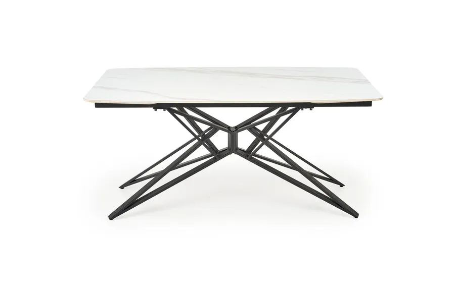 Stół rozkładany ALFREDO 160/240x91 - biały marmur/czarny