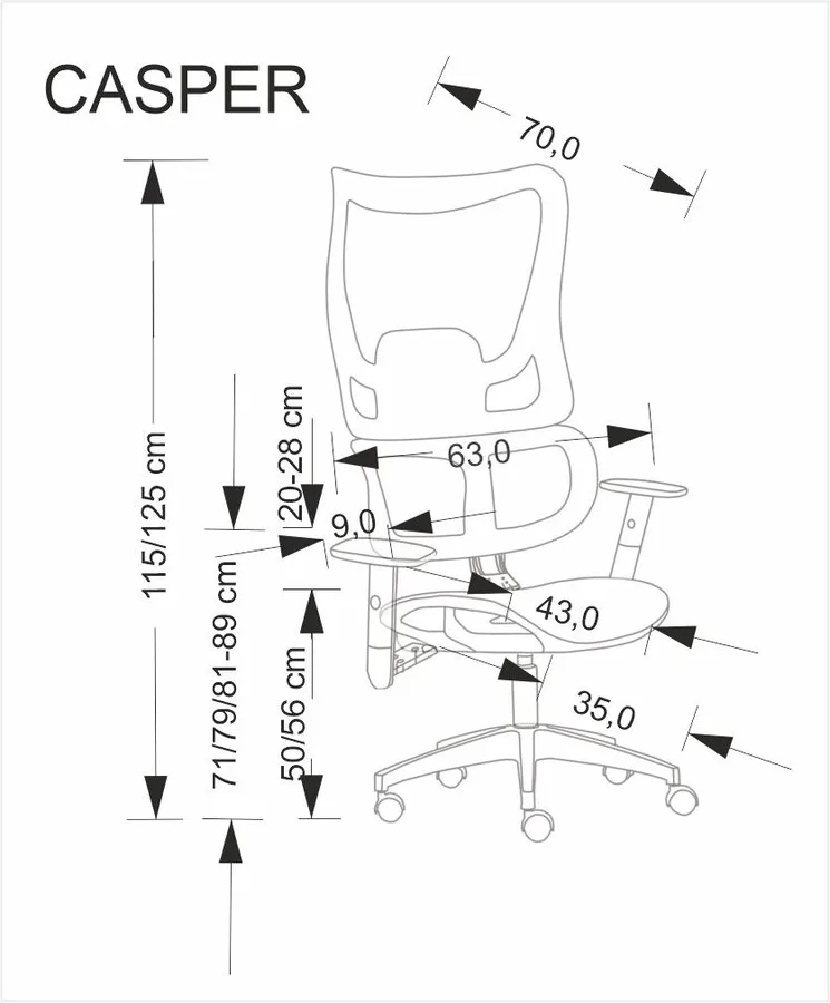 Fotel biurowy CASPER - czarny