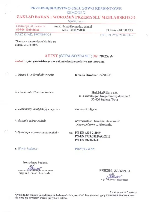 Fotel biurowy CASPER - czarny