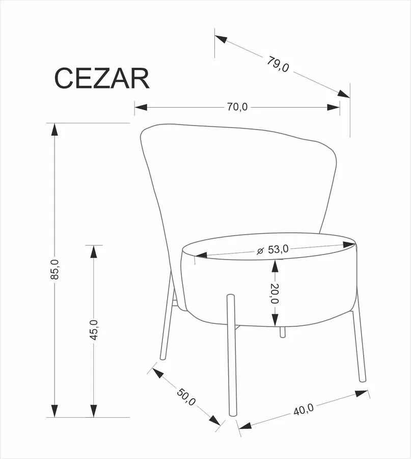 Fotel wypoczynkowy CEZAR - popielaty