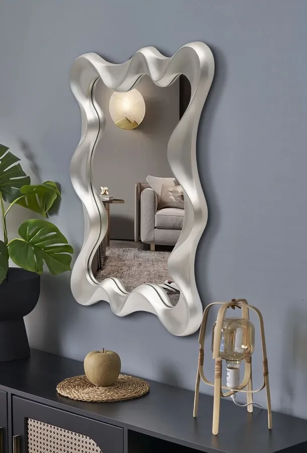 Lustro ścienne DECO - srebrny antyczny
