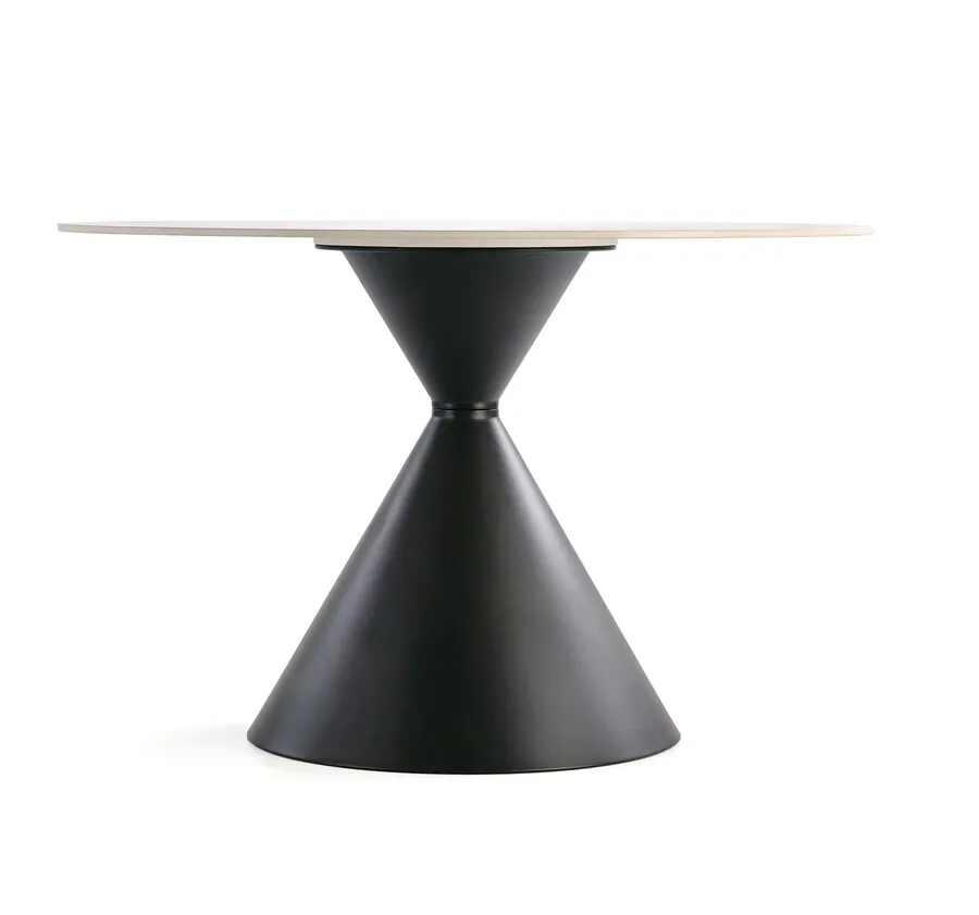 Stół okrągły GARET 120 cm - biały marmur/czarny