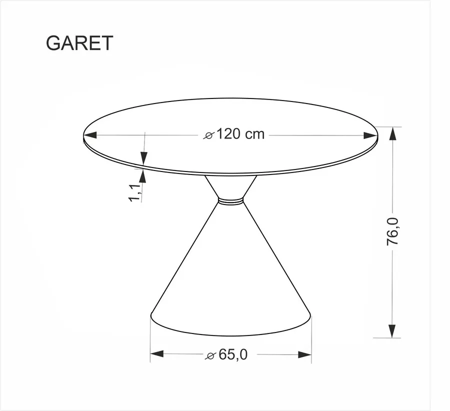 Stół okrągły GARET 120 cm - biały marmur/czarny