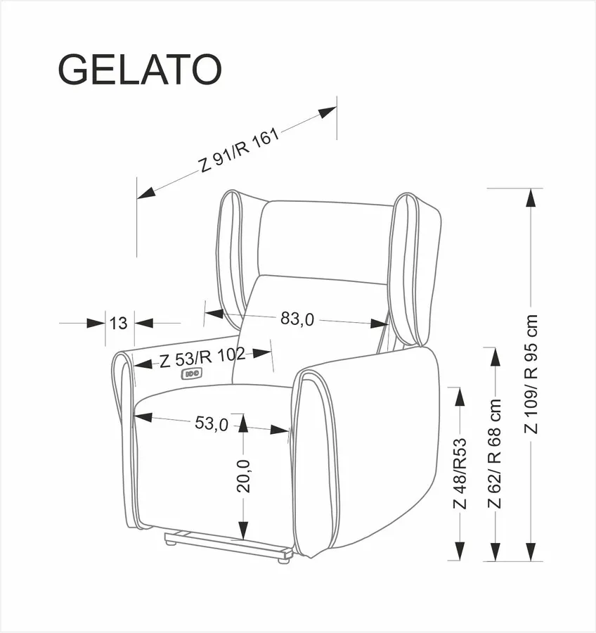 Fotel wypoczynkowy GELATO - popielaty