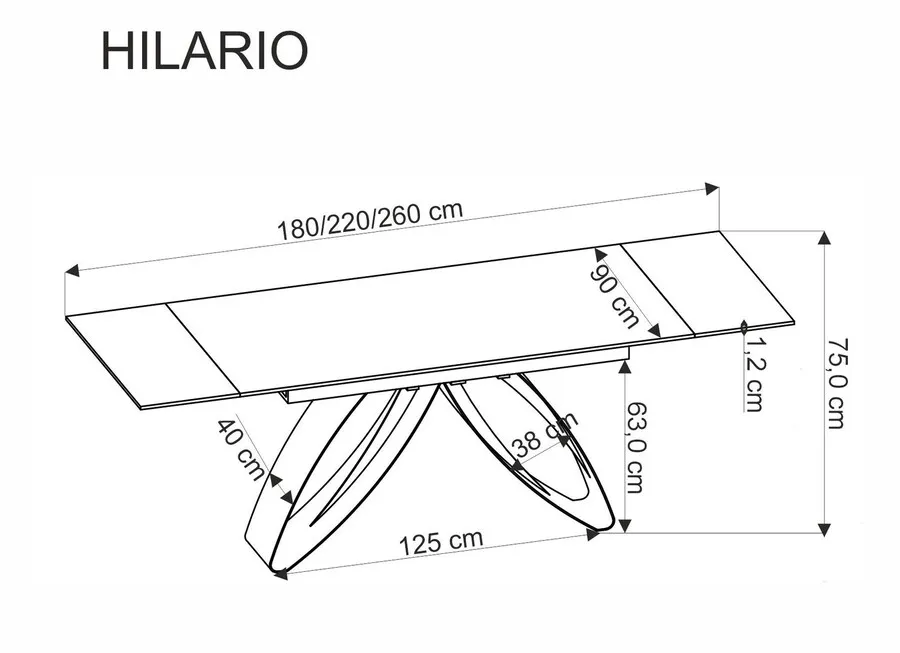 Stół rozkładany HILARIO 180/260x90 - orzech/czarny
