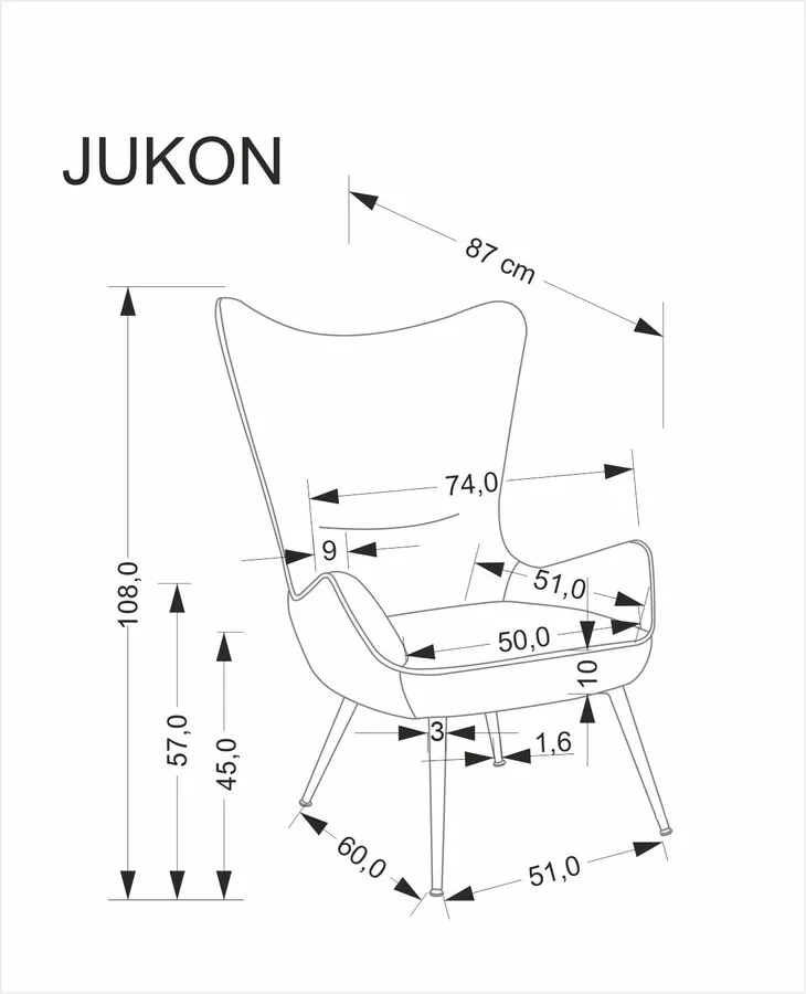Fotel wypoczynkowy JUKON - kremowy