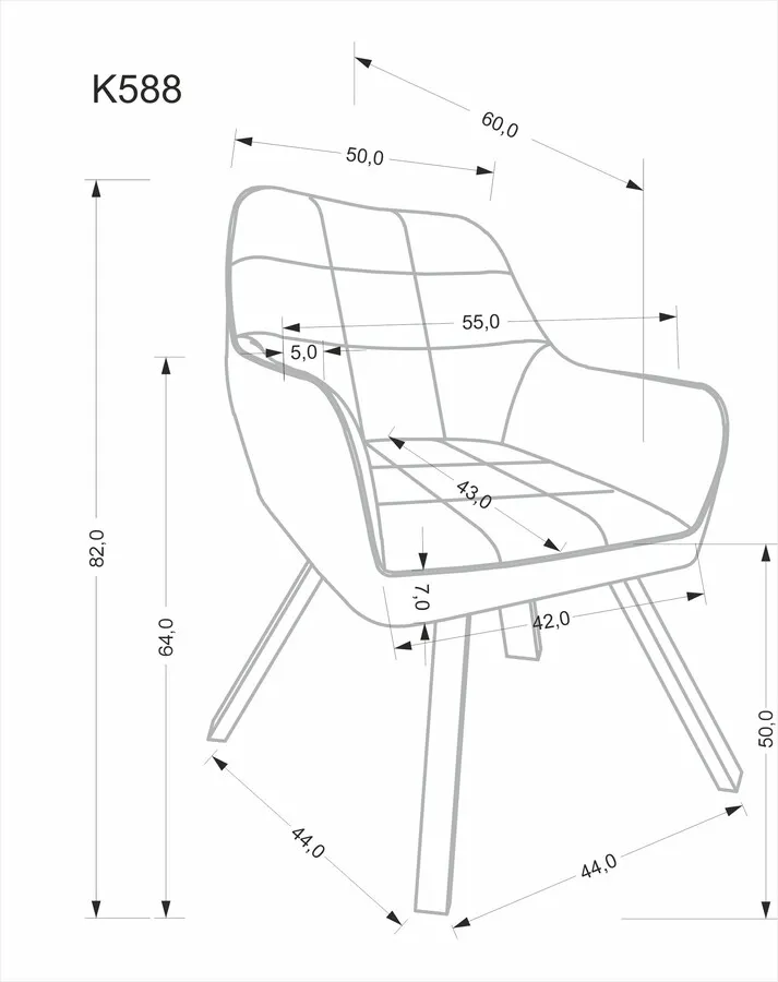 Krzesło welurowe K588 - popielaty