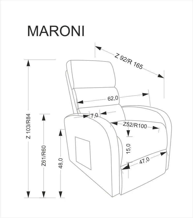 Fotel z funkcją pionizacji MARONI - popielaty
