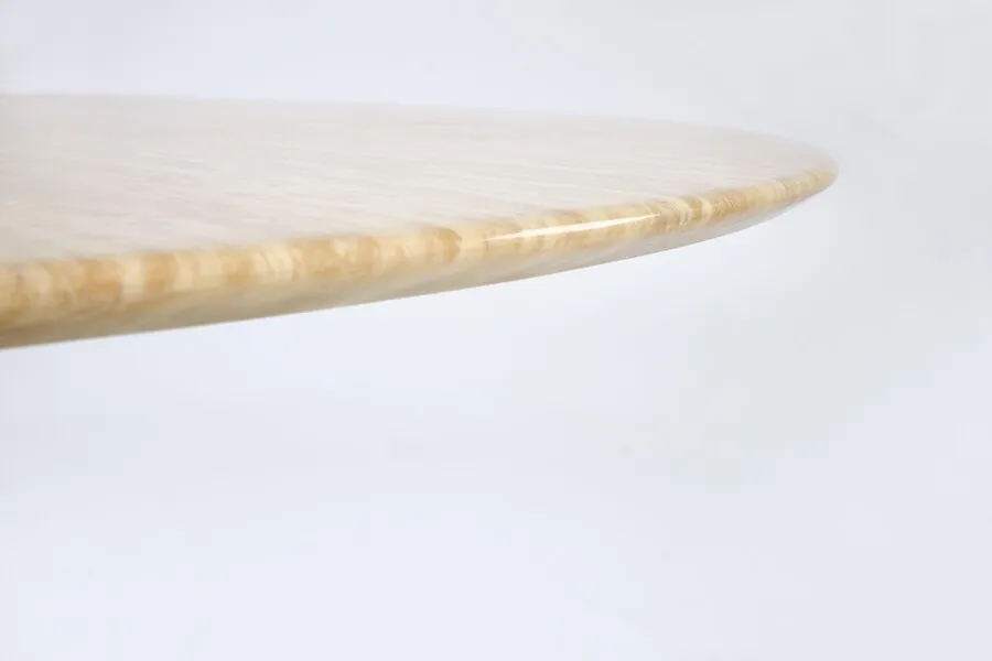 Stół okrągły PIREUS 120 cm - trawertyn/orzech